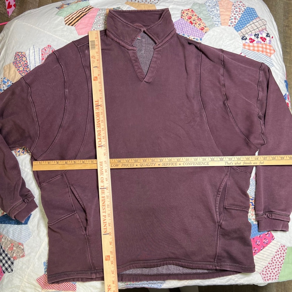 Free People Movement Plum Purple Split Mock Neck Pullover Sweatshirt Womens M - Picture 2 of 6